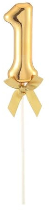 NEU Kuchen/Cake-Topper Mini Ziffer am Stab, 9 cm, Zahl 1, gold, Stab ca. 15cm