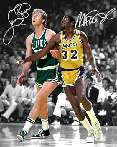 Ikonic Fotohaus Magic Johnson Larry Bird signiertes Foto Autogramm Druck Wandkunst Heimdekoration