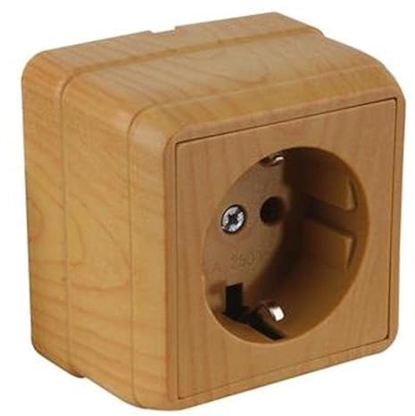 Aufputz Schuko Steckdose Holzfarben Eiche/Holz/Hell/Imitat IP20 Mutlusan Bron