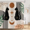 ASDCXZ Tenda da doccia boho 180 x 200 cm moderna astratta stile bohémien con gatto giorno del mese lavabile tenda da doccia impermeabile in poliestere per vasca da bagno con 12 ganci