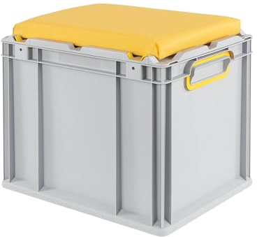 PROREGAL Eurobox NextGen Seat Box Gelb | HxBxT 36,5x30x40cm | 30 Liter | Griffe geschlossen | Eurobehälter, Sitzbox, Transportbox, Transportbehälter, Stapelbehälter