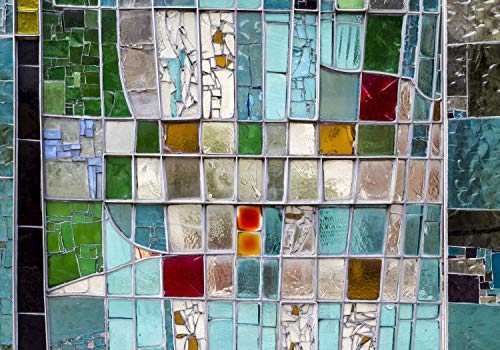 decomonkey Premium Fototapete Mosaik, 350x256 cm, XXL, blau, Vlies, Design