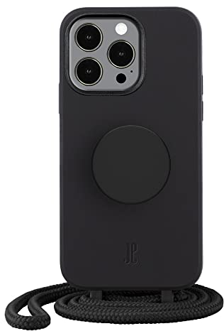 PopSockets x Just Elegance iPhone Hülle - Necklace Case - Handyhülle kompatibel mit iPhone 13 Pro - iPhone Schutzhülle mit Abnehmbarer Kordel und Fingerhalter (Schwarz)