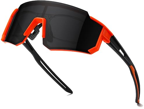 suoso Sportbrille-Sonnenbrille Herren-Damen-Fahrradbrille-Sunglasses men-Polarisiert-UV400-Damen-Ski Sonnenbrille-Schnelle Brille Rave-Radfahren-Fahrrad-Angeln-Rennrad brille 7-Orange schwarz