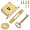UFURMATE Vintage Lock, 1 Pack Matte Brushed Golden Cabinet Lock Set with Key Retro Desk Drawer Spring Lock Decorative Antique Brass Lock for Drawer, Cupboard, Jewelry Boxes (Center Keyhole)