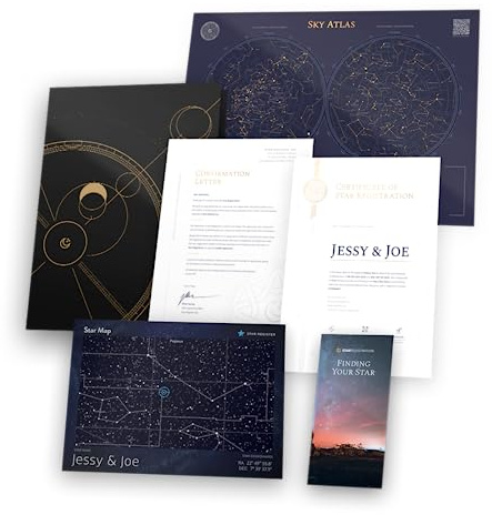 Star Registration Stern Taufe Geschenkmappe Weiß – Personalisiertes Sternzertifikat & Sternkarte | Elegantes Geschenk zum Jahrestag, Gedenken oder besondere Momente