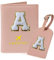 COSHAYSOO Initial Reisepasshülle und Gepäckanhänger Set für Damen, Rosa, A, A