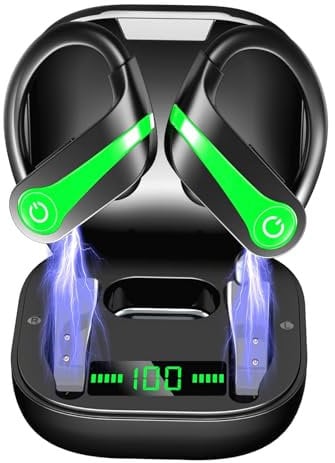 M MOVONE Wireless Earbuds Bluetooth 5.3, 48H Playtime Bluetooth Earphones for Running Built-in Microphone, Headphones Stereo Sound, ENC Noise Cancelling with Earhooks for Sport/Work/Phone