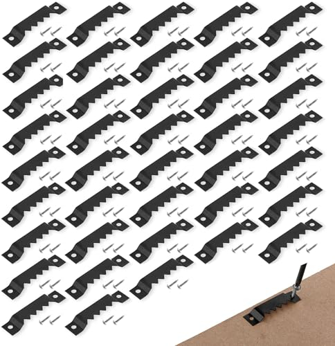 40 pezzi Gancio per Quadri A Zigzag, Gancio per Quadri Seghettato a Doppio Foro, Gancio Seghettato, Viene Fornito con Viti Adatto per Appendere Quadri Su Tela Con Cornice (Nero)