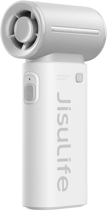 JISULIFE Ventilateur Portable, Mini Ventilateur Rechargeable par USB, 5000 mAh Ventilateur Personnel de Maquillage/Cils, 5 Vitesses Ventilateur de Poche avec pour Femmes Hommes, Voyage, Camping Gris