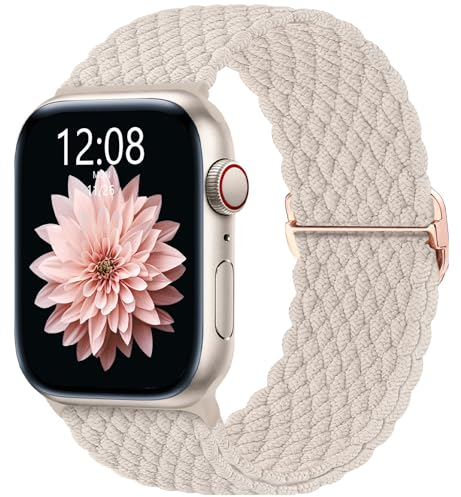 AMSKY Cinturini in Intrecciato Compatibile con Cinturino Apple Watch 40mm 46mm 44 mm 45mm 41mm 42mm 38mm 49mm Donna Uomo, Tessile Cinturino Compatibile con Apple Watch Se Ultra 10 9 8 7 6 5 4 3 2 1