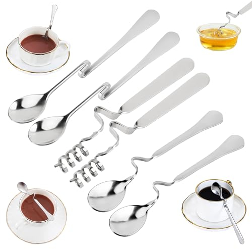 Lot de 6 cuillères à miel en acier inoxydable - 3 types de cuillères à miel - Cuillères à dessert - Convient pour le miel et la confiture
