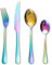 LAZAHOME 24 Piece Cutlery Set for 6 People, Stainless Steel Camping Cutlery,Rainbow Cutlery Set with Spoon Knife and Fork,Mixed Cutlery Sets,Dishwasher Safe,Easy Clean, Mirror Polished