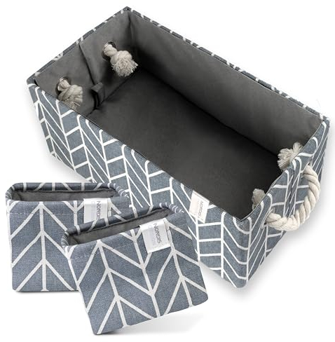 NORDIS DESIGN Aufbewahrungskörbe 3er Set Niclas, faltbare Aufbewahrungsbox aus Stoff als Aufbewahrungskorb, Bad Organizer Box, Aufbewahrung Wickelkommode, Schubladen Körbe & Schrankkorb grau