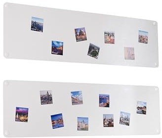 2x Magnettafel Magnetwand Weiß 80x22 cm Memotafel aus Edelstahl Fotowand für Urlaubs Magnete Magnetisch Tafel Metalltafel für Wohnung Büro Küche