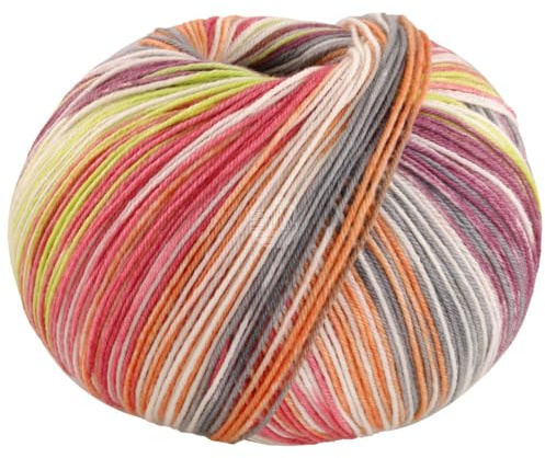 LANA GROSSA Meilenweit Seta Asia | Hochwertiges Sockengarn mit Seide | Handstrickgarn aus 55% Schurwolle (Merino), 25% Polyamid & 20% Seidenanteil | 100g Wolle zum Stricken & Häkeln, 420m Garn FB 3178