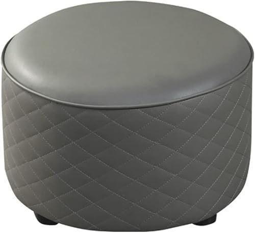 GYDUHYE Fußhocker aus echtem Leder, Schminkbänke, Schuhhocker, Wohnzimmer, Couchtisch (Farbe: Grau)