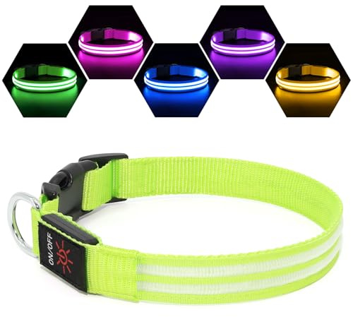 Weesiber Leuchthalsband Hund - Hundehalsband Leuchtend Aufladbar, LED Halsband für Hunde, Wasserdicht Verstellbar leuchtband Hund mit 3 Lichtmodi für Kleine Mittlere Große Hunde (Grün, M)