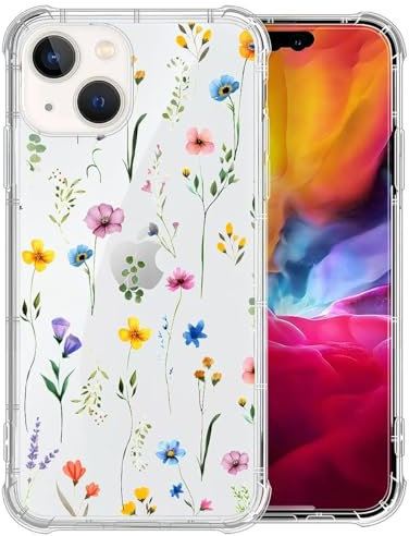 artslion für iPhone 15 hülle durchsichtig 6,1 Zoll, Blume Handyhülle Stilvolle Designs, Anti-Kratzer Transparent Rückseite