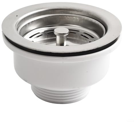 Kit de bonde d'évier de cuisine, 90 mm, bride en acier inoxydable avec panier amovible pour éviter l'encrassement