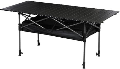 Masiunoz Campingtisch, 120x55cm Klappbarer tragbarer Campingtisch Höhenverstellbarer Outdoor-Tisch mit Ablagefläche und Tragetasche Für Camping, Wandern und Gartenarbeit 120cm