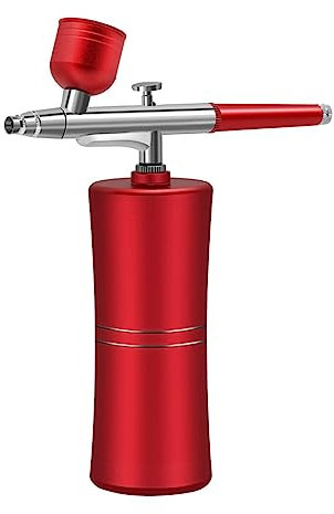 Spray Paint Gun, Mini Paint Spray Gun Rechargeable Portable Mini Air Compressor Kit Air-Brush Airbrush for Nail Art Tattoo Craft Cake Fog Sprayer(Rosso)