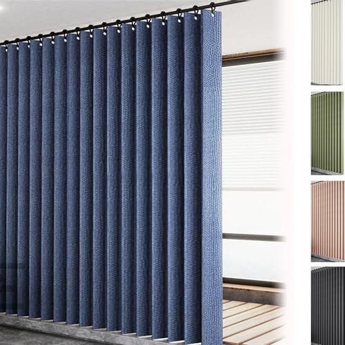 YHXAIQ Cortina de Ducha Magnética Impermeable, Cortina Plegable para Bañera, Cortina de Lino, Mampara de Privacidad para Baño(Blue,100 x 200 cm)