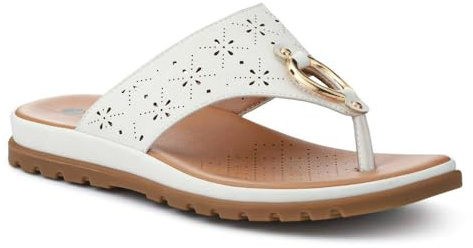 Pavers Womens Laser Cut Toe Post Sandals White Size 6