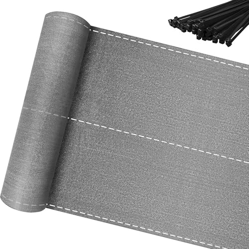 PEILU 10m Langes Windschutznetz für Außenbereich 150cm Höhe Gartensichtschutz Zaunblende aus 150g/m² HDPE Gewebe UV-Stabilisiert & Wetterfest Schattiernetz mit Löcher & Kabelbinder (Grau, 15m²)