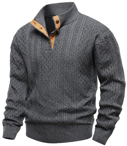 APAELEA Pullover Herren Strickpullover Langärmel Aufstehen Kragen Sweaters