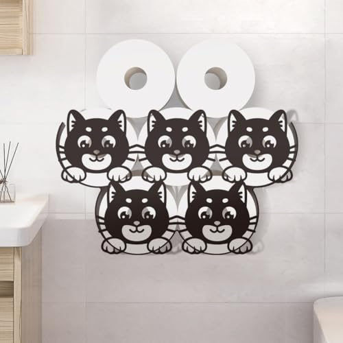 WADORN Lustiger Toilettenpapierhalter Aus Metall Mit Katze, Katze Dekorativer Toilettenpapier Aufbewahrungskorb Aus Metall Für 8 Zusätzliche Rolle Lustiger Freistehender Wand Organizer Für Badezimmer