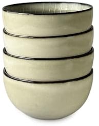Upper Street Fika Oatmeal Reactive Glaze Cereal Bowls Set of 4 | 14cm | Dishwasher Microwave Safe | Nordic Artisan Tableware | Scandi Home