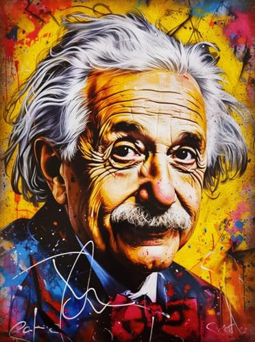 KUSTOM ART Dekoratives Wandposter Serie Große Charaktere der Geschichte Albert Einstein Street Art Kunstdruck auf beschichtetem Papier 40 x 30 cm ohne Rahmen