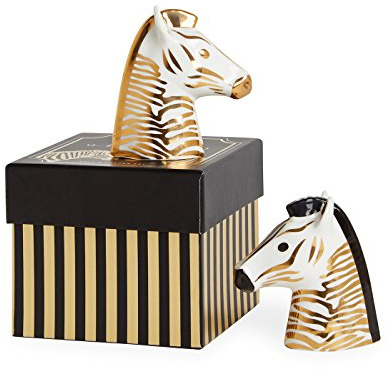 Jonathan Adler Zebra Salt and Pepper Shakers, Porcelain, Multicolor, 2.5 x 3.5 x 3