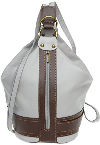 Caspar TL721 3-in-1 mittelgroßer Leder Rucksack Schultertasche Cross Body Bag, Farbe:hellgrau, Größe:One Size