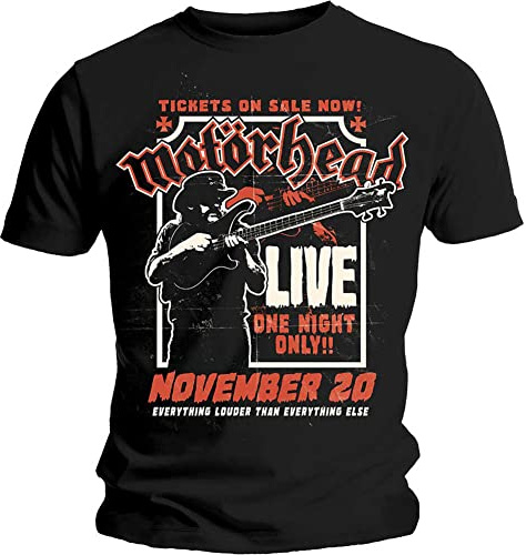 Rockoff Trade Men's Motorhead Lemmy Firepower T - Shirt, Black (Black Black), Large