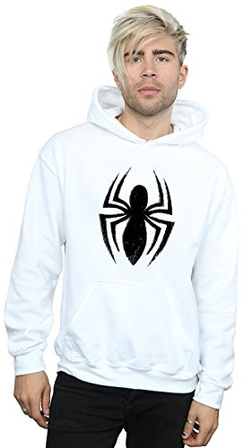 Marvel Men's Spider-Man Ultimate Spider Logo Hoodie White Medium