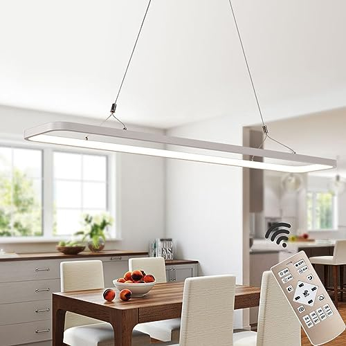 EYLM Pendelleuchte Esstisch, Dimmbare 45W LED Hängeleuchte, 3000 Lumen Pendellampe mit Fernbedienung, Moderne Hängelampe für Esszimmerlampe, Schlafzimmer, zu Hause