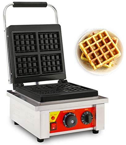Hanchen Commercial Waffle Maker Baker 4 Slice Square Belgian Waffle Iron Machine NP-498 with Temperature/Time Control No-Stick Coating CE 220V