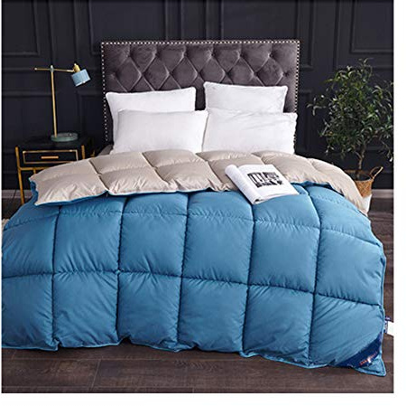 HOXMOMA Weiße Gänsedaunendecke 150x200cm, Gesteppte Bettdecke, hypoallergenes, aus 100% Baumwolle gefertigtes, daunendichtes Material, Bettbezug oder Einzelbettdecke,Blau,3kg