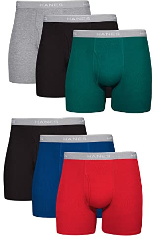 Hanes Men's Underwear Boxer Briefs, Cool Dri Moisture-wicking Underwear, Cotton No-ride-up for Men, Multi-packs Available Boxer Briefs (pack of 6)