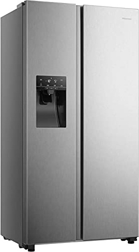 Hisense RS650N4AC2 Side by Side/Total No Frost/Inverter Motor/Hielo y Dispensador de agua/Zona de refrigeración 332 L/Zona de congelación 157 L/178 cm, Inox