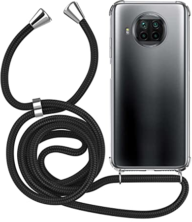 MyGadget Handykette für Xiaomi Mi 10T Lite - [ TPU Hülle mit verstellbaren Band ] - Handyhülle mit Handyband zum Umhängen Kordel Schnur Case Schutzhülle - Schwarz