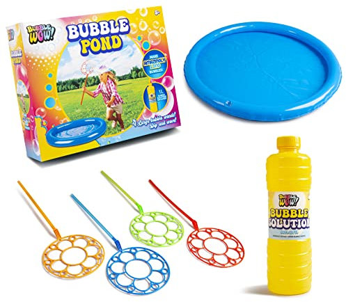 OnlineStreet Bubble Pond Kit with 4 Wands and 1 Bubble Solution to make Giant Balloons - Outdoor/Garden Playing Equipment/Toy for Children/Kids Aged More than 5 Years