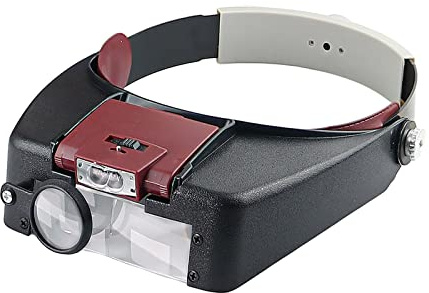 Meichoon - Lente d'ingrandimento frontale con 2 luci LED, 1,5X 3X 6,5X 8X, per riparazioni, lettura, creazione di gioielli UC25