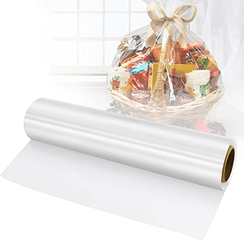 ANTHYTA Rouleau de Cellophane Transparent 86 cm x 30 m, Papier d'Emballage pour Fleurs, Cadeaux, Panier, Arts