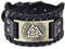 Mayting Wikinger Lederarmband, Wikinger Vegvisir Nordisches Armband Odin Runen Amulett Breites Armband Verstellbarer Punk Rock Keltischer Armreif für Herren, 38, Leder