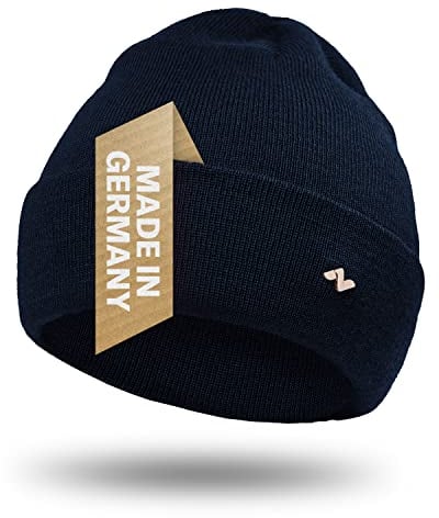NYTTED® Merino Mütze Herren & Damen | 100% feinste Merinowolle | warm, weich & Strechy | Wollmütze Herren & Damen | Wintermütze Herren & Damen | Strickmütze für Herren & Damen | Merino Herren | Navy