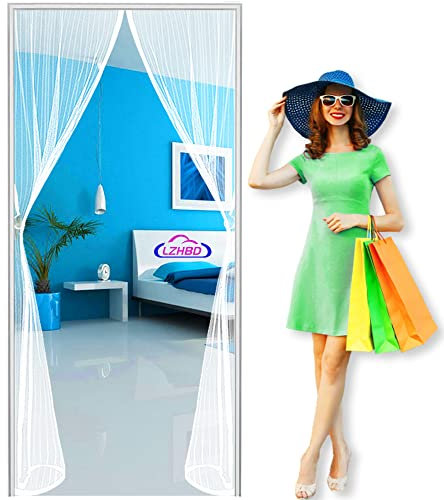 Tenda a rullo oscurante Zanzariera Magnetica Porte - 160x190 cm - con Nastri Autoadesivi e Puntine per porte e finestre Casa Impedendo agli Insetti di entrare - Bianca