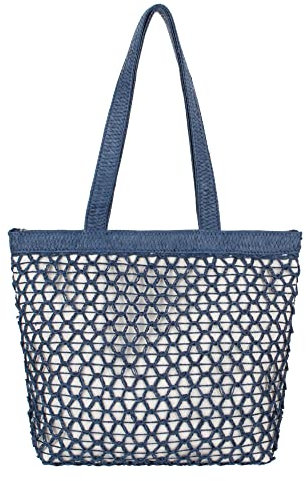 MEGAUK Sac fourre-tout en paille tissée pour femme - Grande capacité, bleu, Taille unique